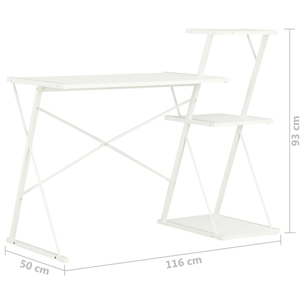 Desk with Shelf White 116x50x93 cm